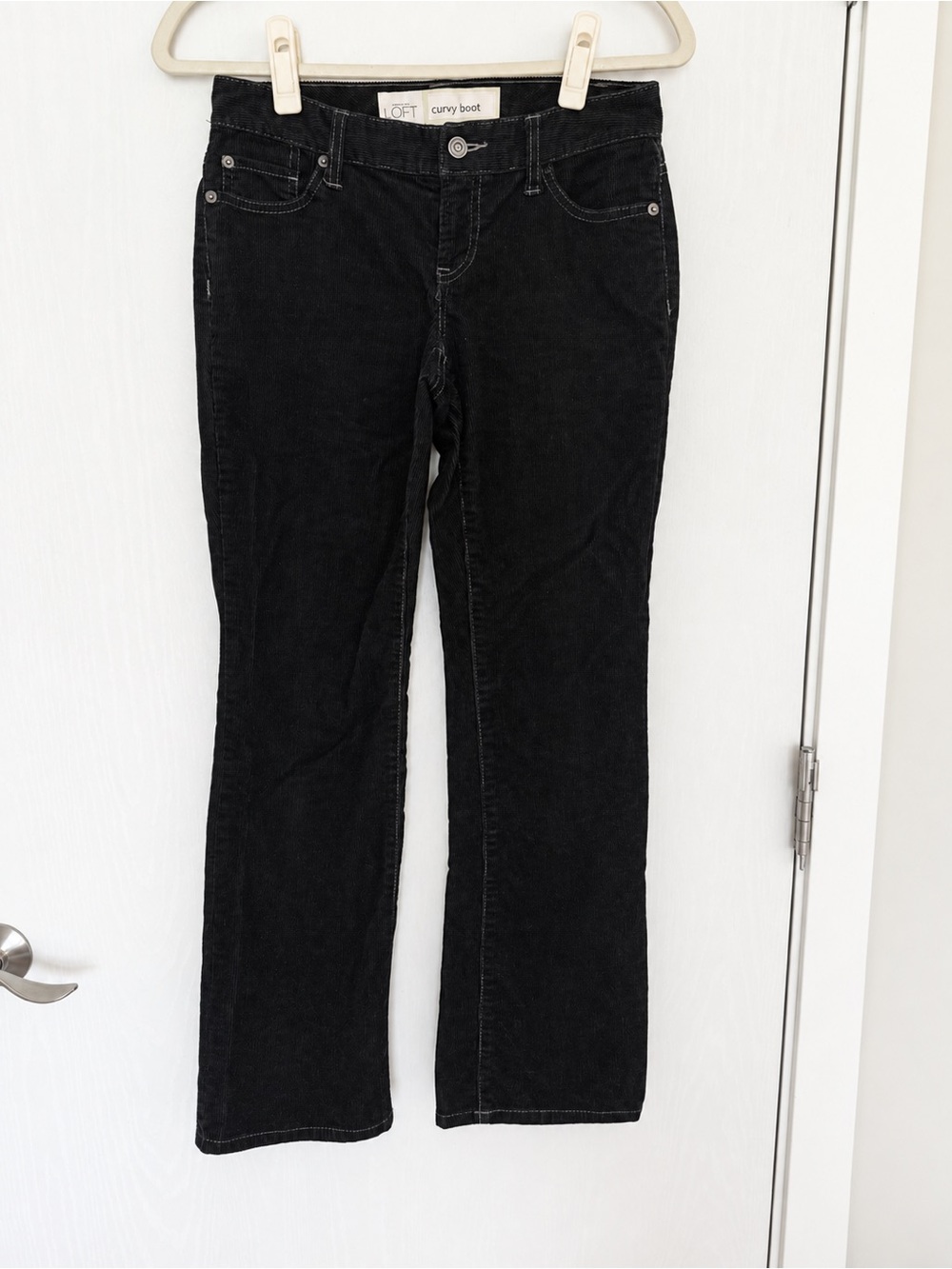 Ann Taylor LOFT Curvy Boot Corduroy Pants 0P Black Bootcut Petite